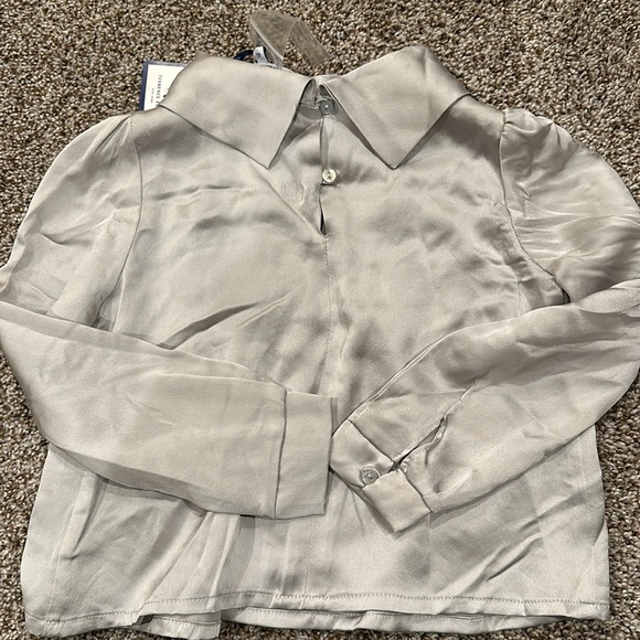 NWT Pearly Gray Josie Silk Blouse with shell buttons by FLORENCE FANCY 🌹 - Picture 5 of 6